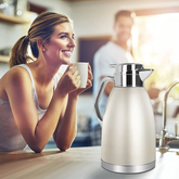 SSAWcasa 61oz Thermal Coffee Carafe Stainless Steel Double Wall Vacuum Thermos Thermal Flask Coffee Dispenser Insulated Coffee Carafes Keeping Coffee Water and Tea 12 Hours Hot, 24 Hours Cold (Gold)